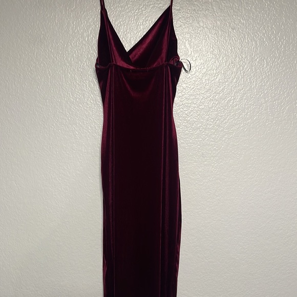 Burgundy, velvet dress L - Picture 2 of 3